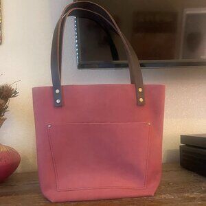 Portland Leather Tote Bag Dark Pink   Small size